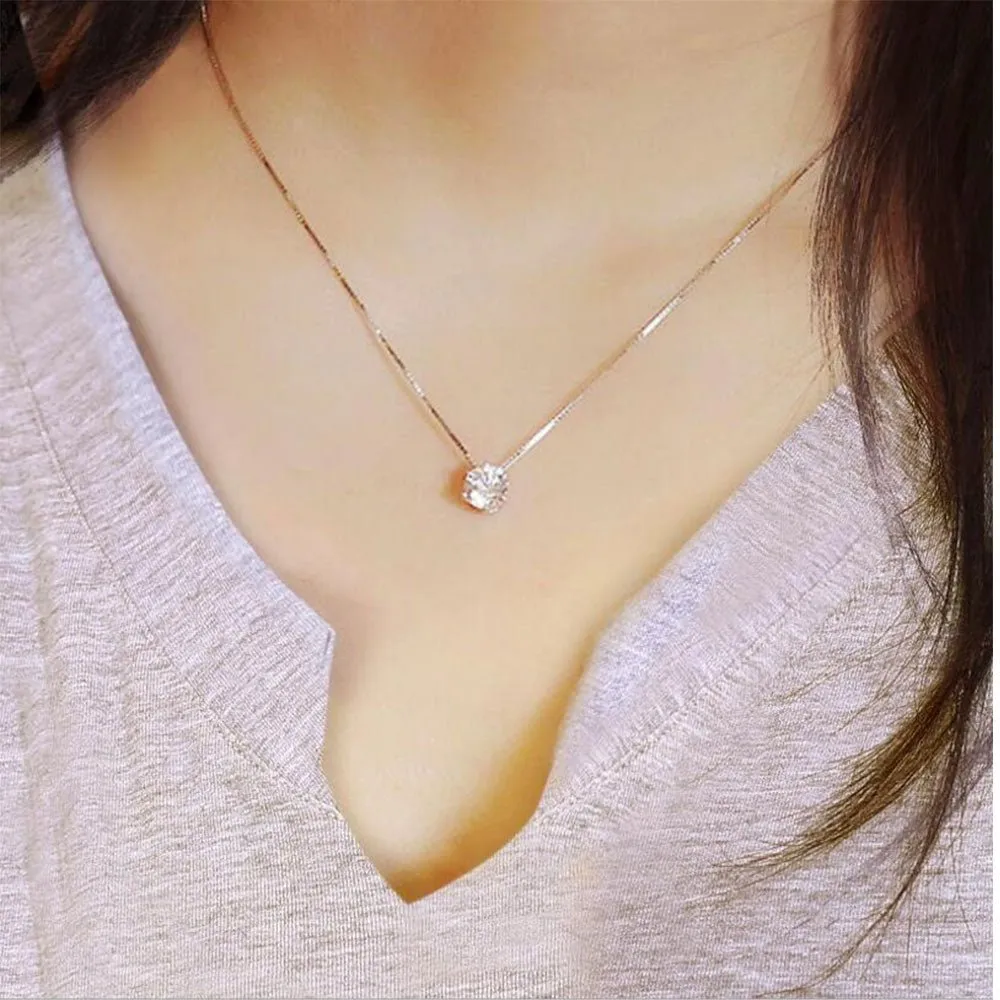 Princess Six Claw Gemstone 925 Sterling Silver Necklace AAA CZ Mosaic Zircon Choker