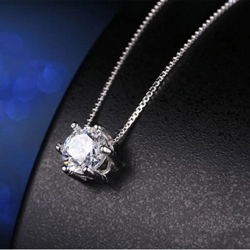 Princess Six Claw Gemstone 925 Sterling Silver Necklace AAA CZ Mosaic Zircon Choker