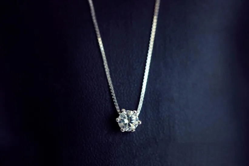 Princess Six Claw Gemstone 925 Sterling Silver Necklace AAA CZ Mosaic Zircon Choker
