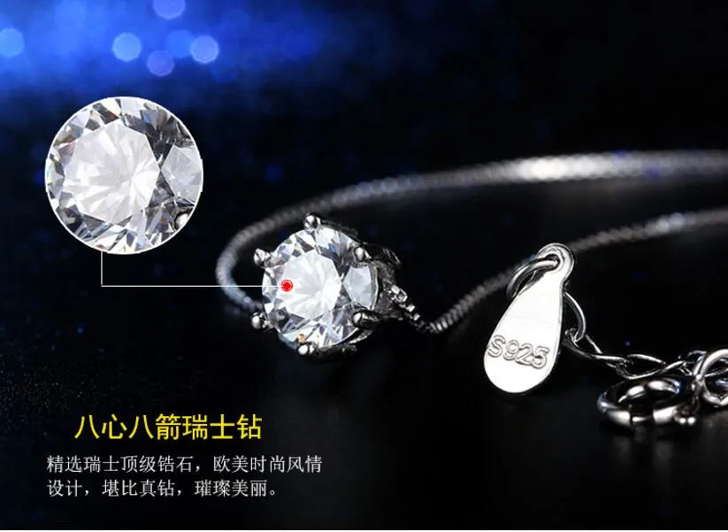 Princess Six Claw Gemstone 925 Sterling Silver Necklace AAA CZ Mosaic Zircon Choker