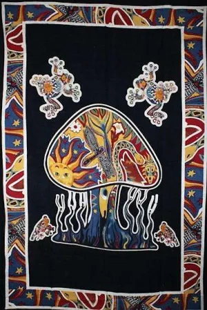 Psychedelic Mushroom Garden Tapestry
