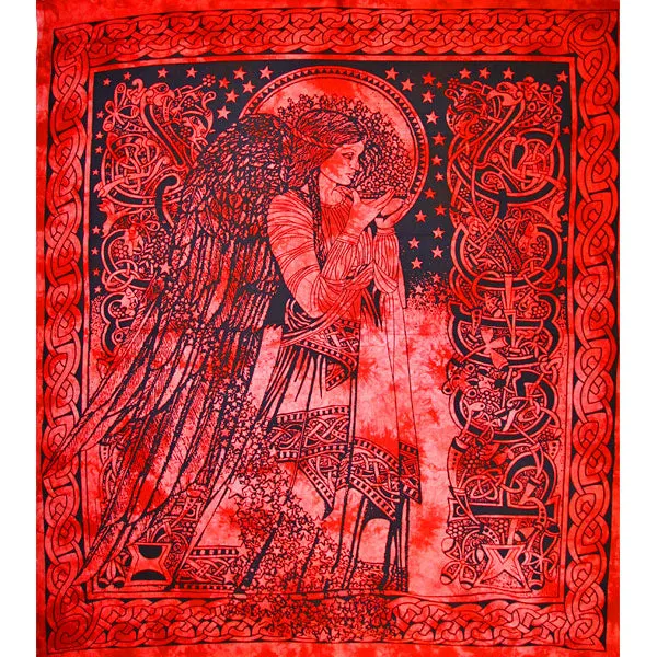 Red Angel of Peace Tie Dye Tapestry