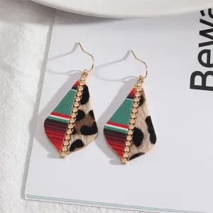 Red Polyurethane & 18K Gold-Plated Leopard-Print Patchwork Drop Earrings