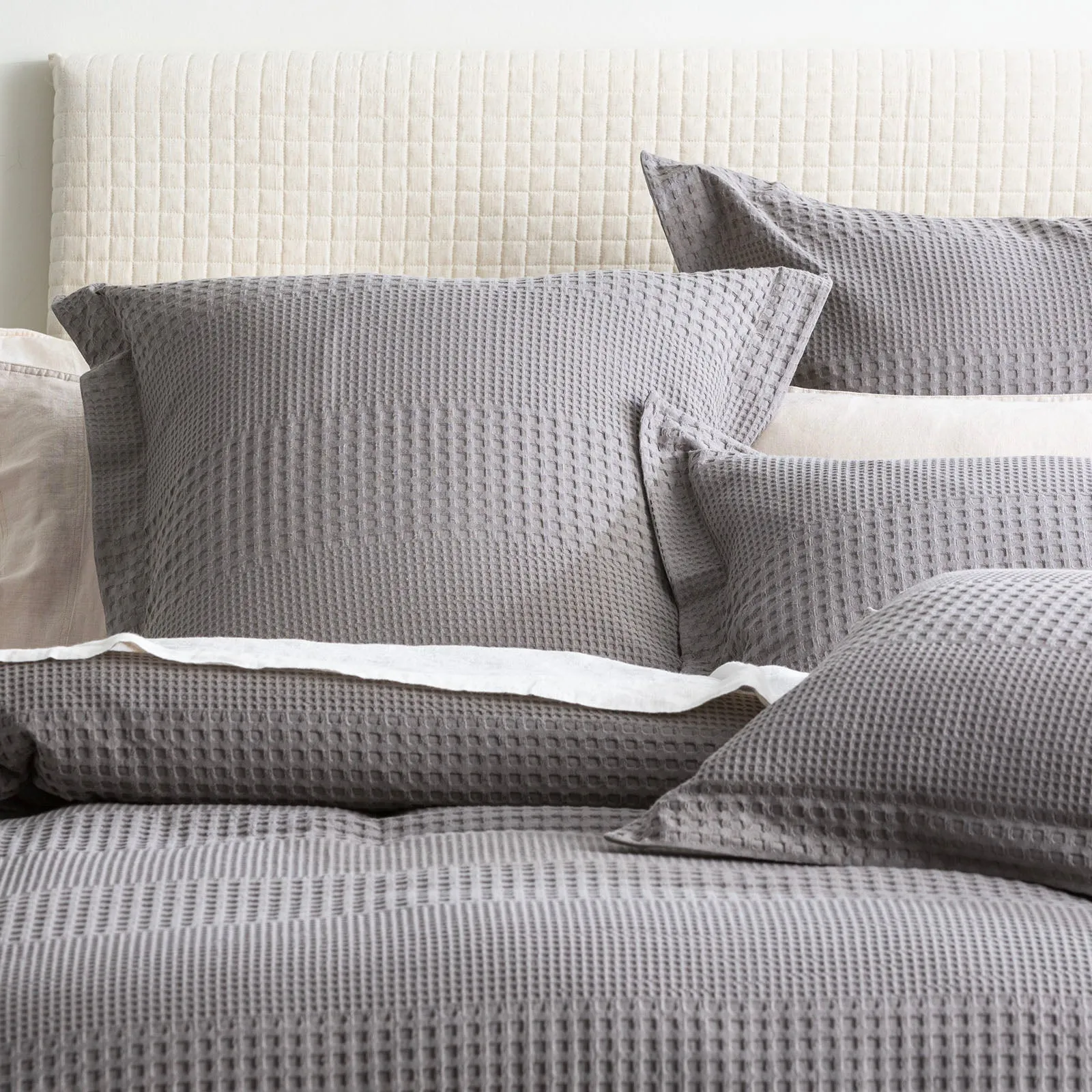 Renee Taylor Elegance Waffle Cotton Jacquard Quilt Cover Set - FOSSIL