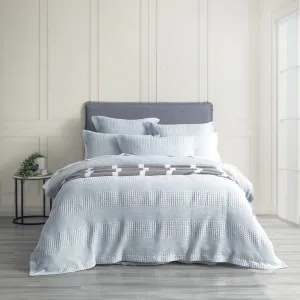Renee Taylor Elegance Waffle Cotton Jacquard Quilt Cover Set - SKY