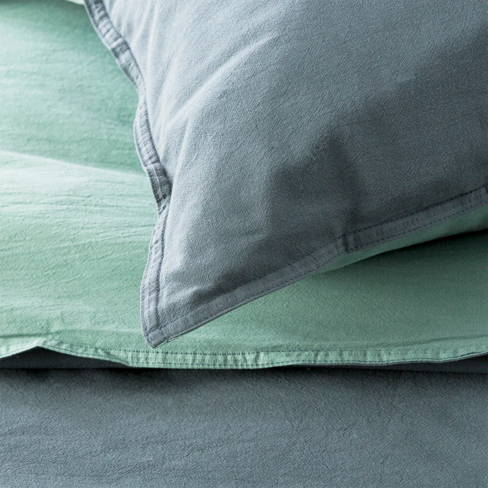 Renee Taylor Essentials Vintage stone washed reversible Quilt Cover Set - Mineral
