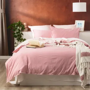 Renee Taylor Essentials Vintage stone washed reversible Quilt Cover Set - Rose