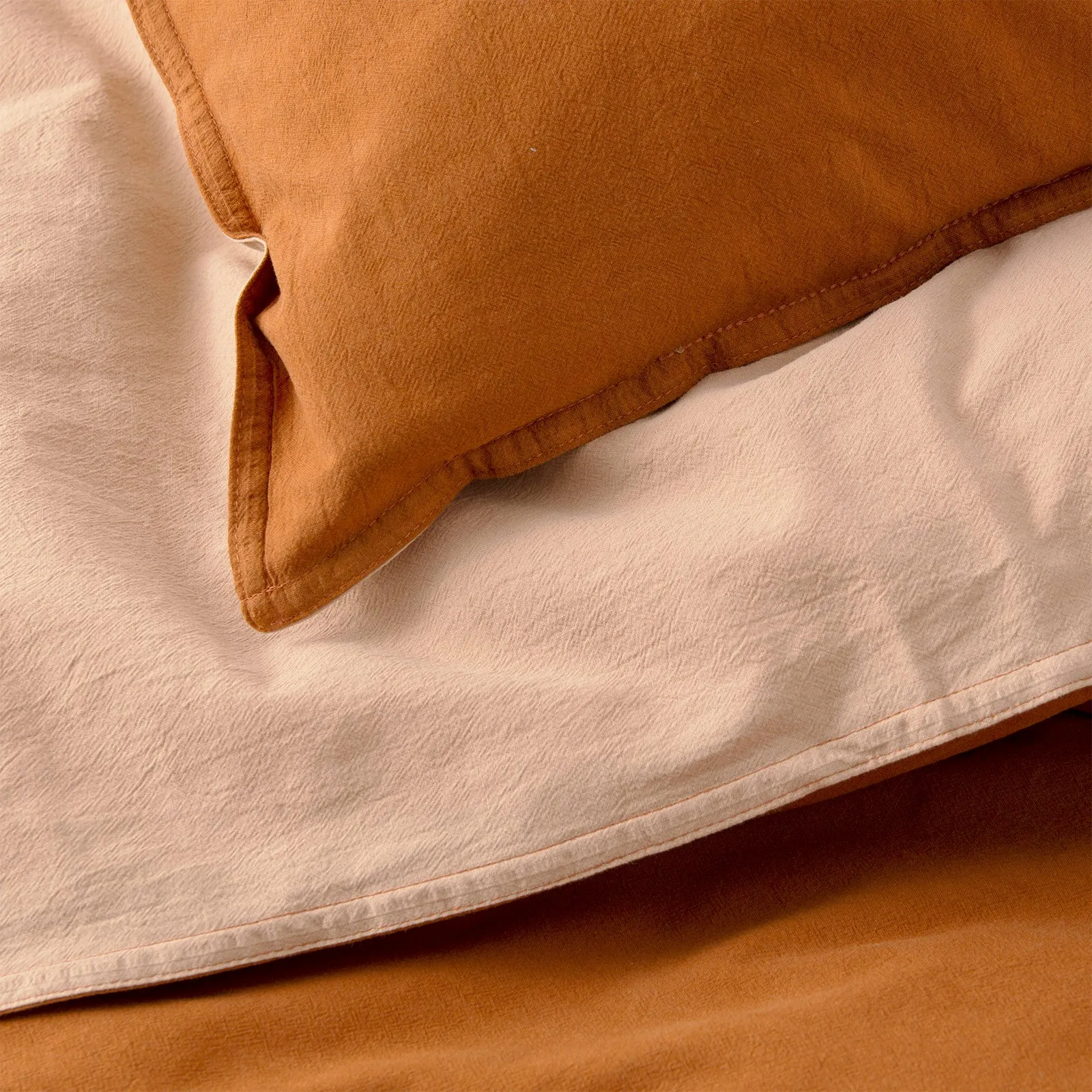 Renee Taylor Essentials Vintage stone washed reversible Quilt Cover Set - Wood