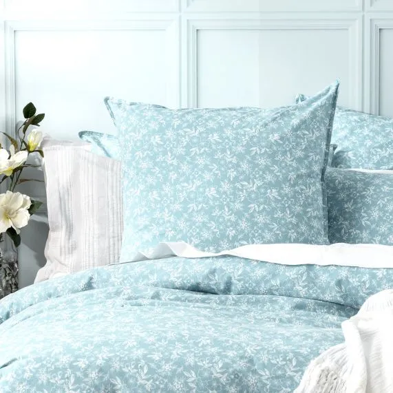 Renee Taylor European Vintage Washed Printed Cotton Quilt Cover Set - Ditsy Arctic