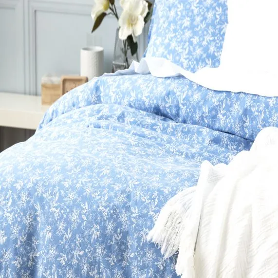 Renee Taylor European Vintage Washed Printed Cotton Quilt Cover Set - Ditsy Sky