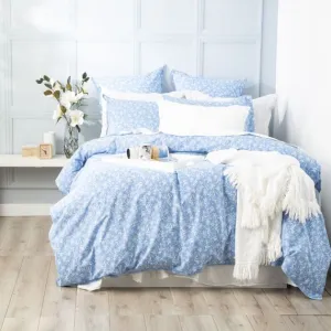 Renee Taylor European Vintage Washed Printed Cotton Quilt Cover Set - Ditsy Sky