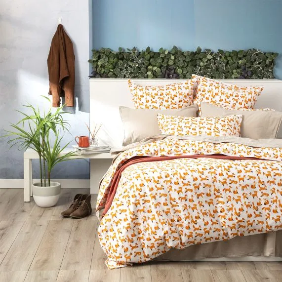 Renee Taylor European Vintage Washed Printed Cotton Quilt Cover Set - Fox
