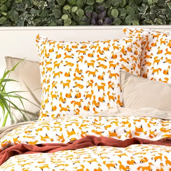 Renee Taylor European Vintage Washed Printed Cotton Quilt Cover Set - Fox
