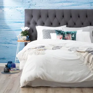 Renee Taylor  Solana Washed Cotton Textured Quilt Cover Set - White