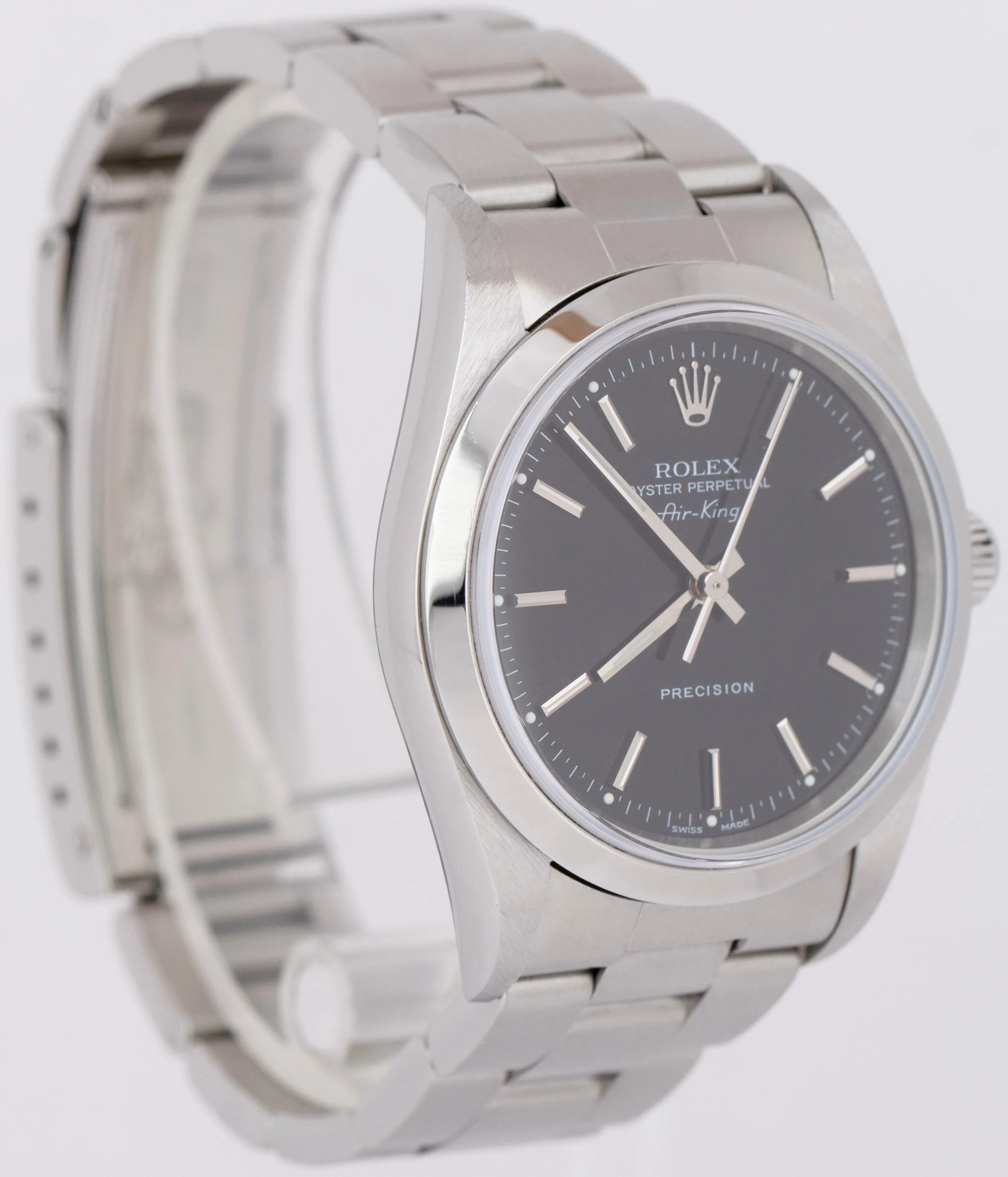 Rolex Air-King Black Stainless Steel 34mm NO-HOLES CASE Automatic Watch 14000 M