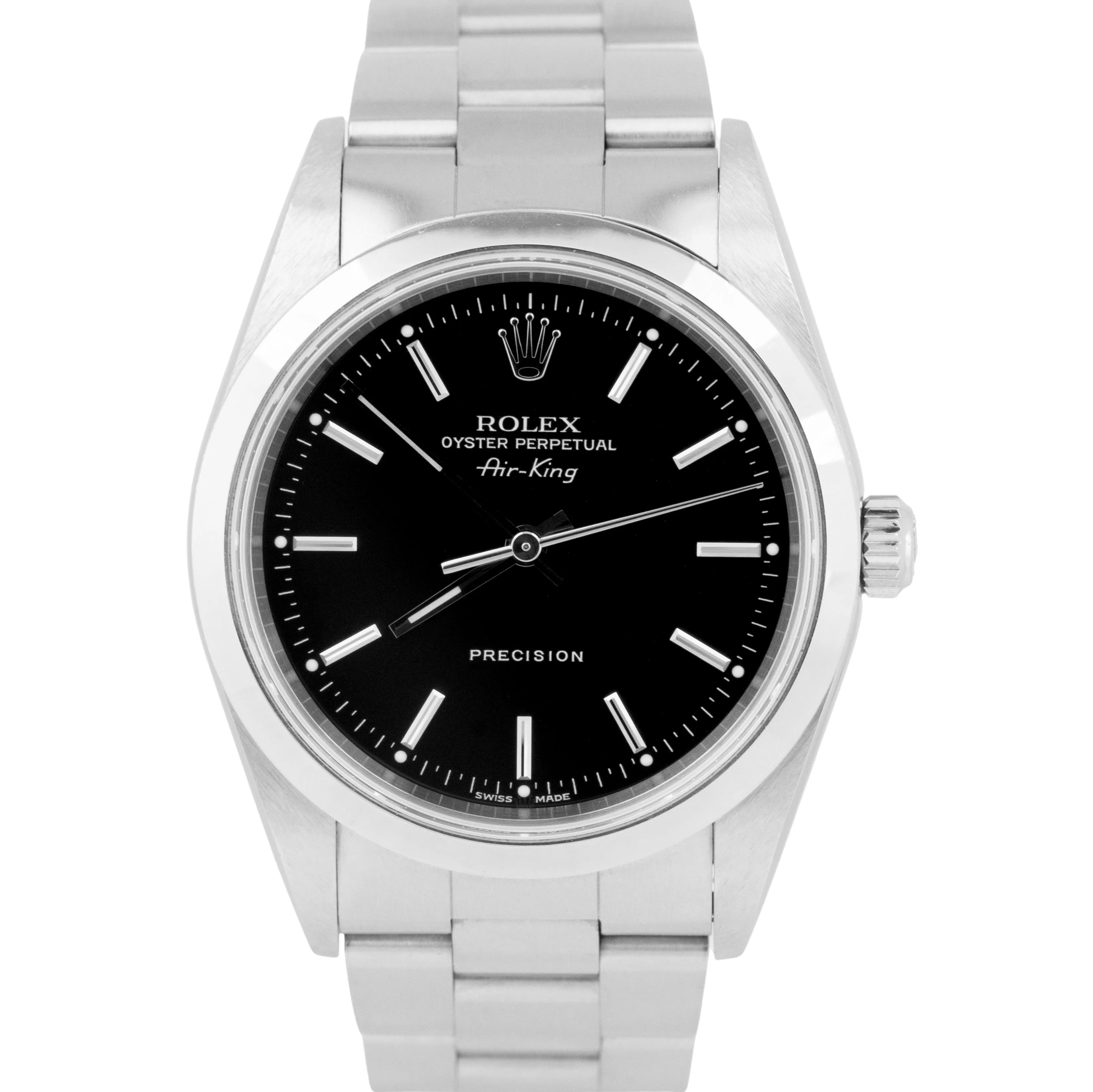 Rolex Air-King Black Stainless Steel 34mm NO-HOLES CASE Automatic Watch 14000 M