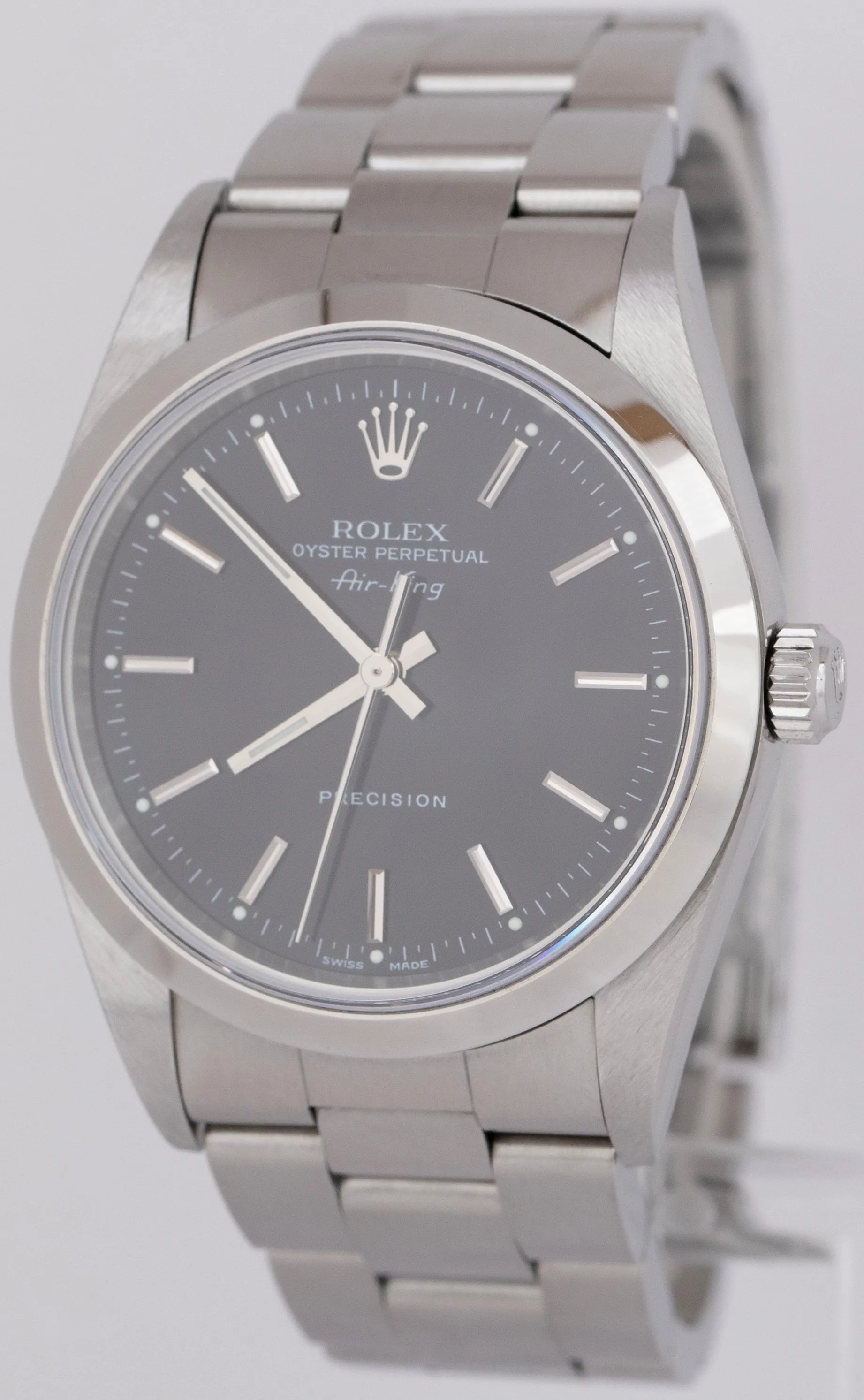 Rolex Air-King Black Stainless Steel 34mm NO-HOLES CASE Automatic Watch 14000 M