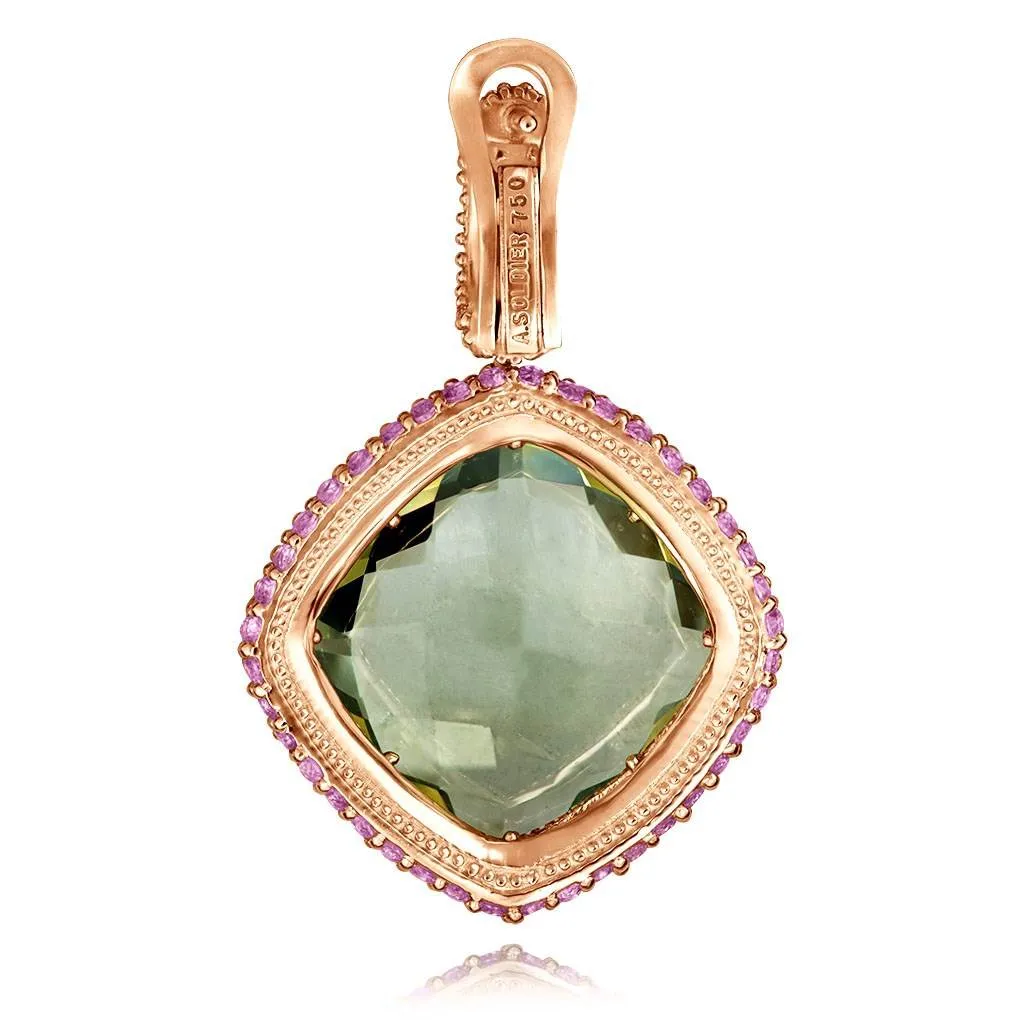 Rose Gold Royal Earrings with Green Amethyst & Garnet