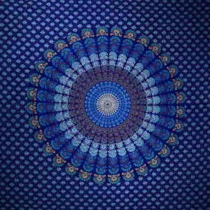 Royal Blue Peacock Dance Mandala Tapestry