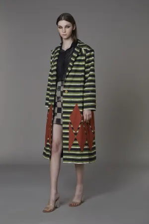 Saaksha & KinniÂ    I   Green stripe jacket with rust diamond patch Drill Multi SS22066