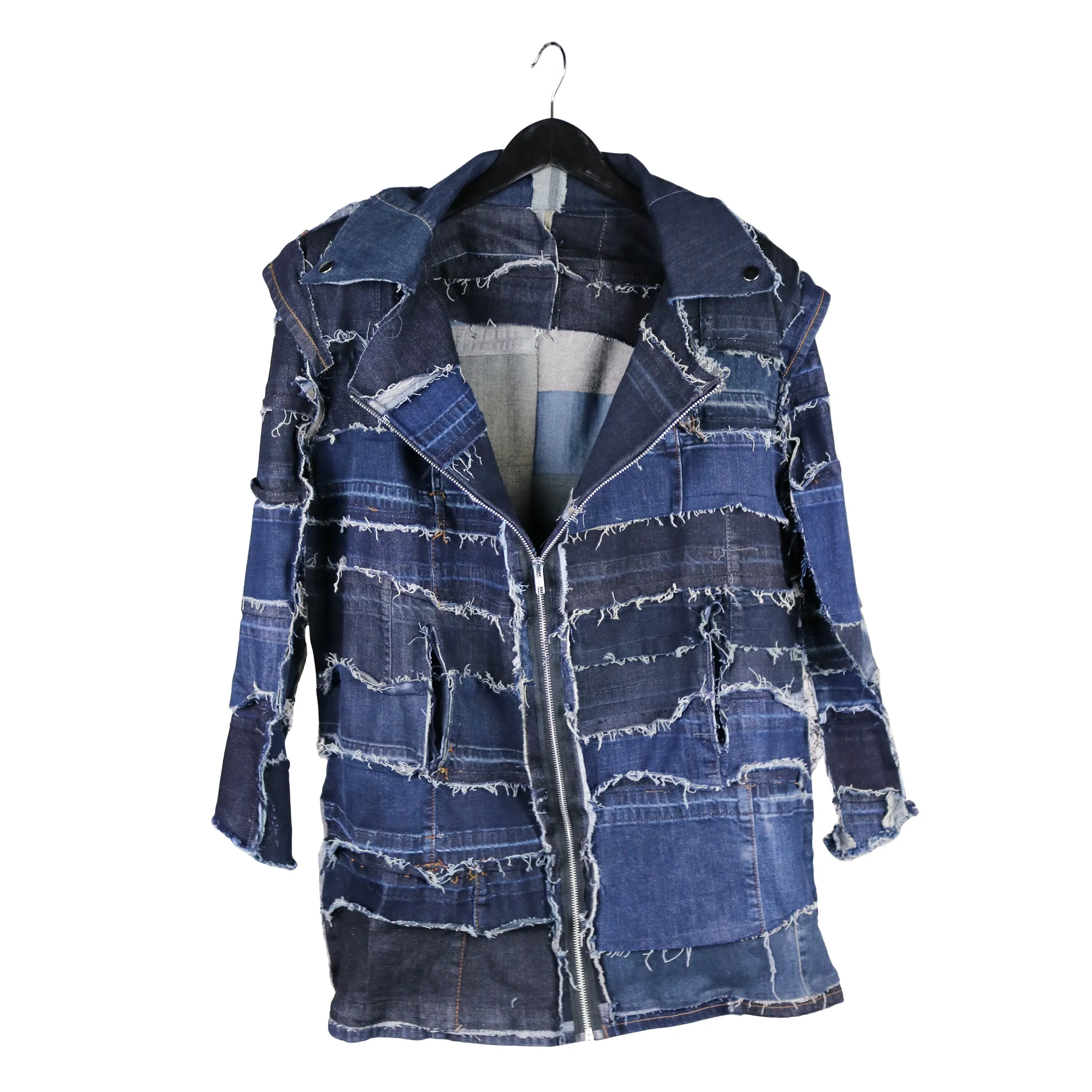 Shoulder To The Wheel - Genderless, upcycled denim jacket with shoulder pads