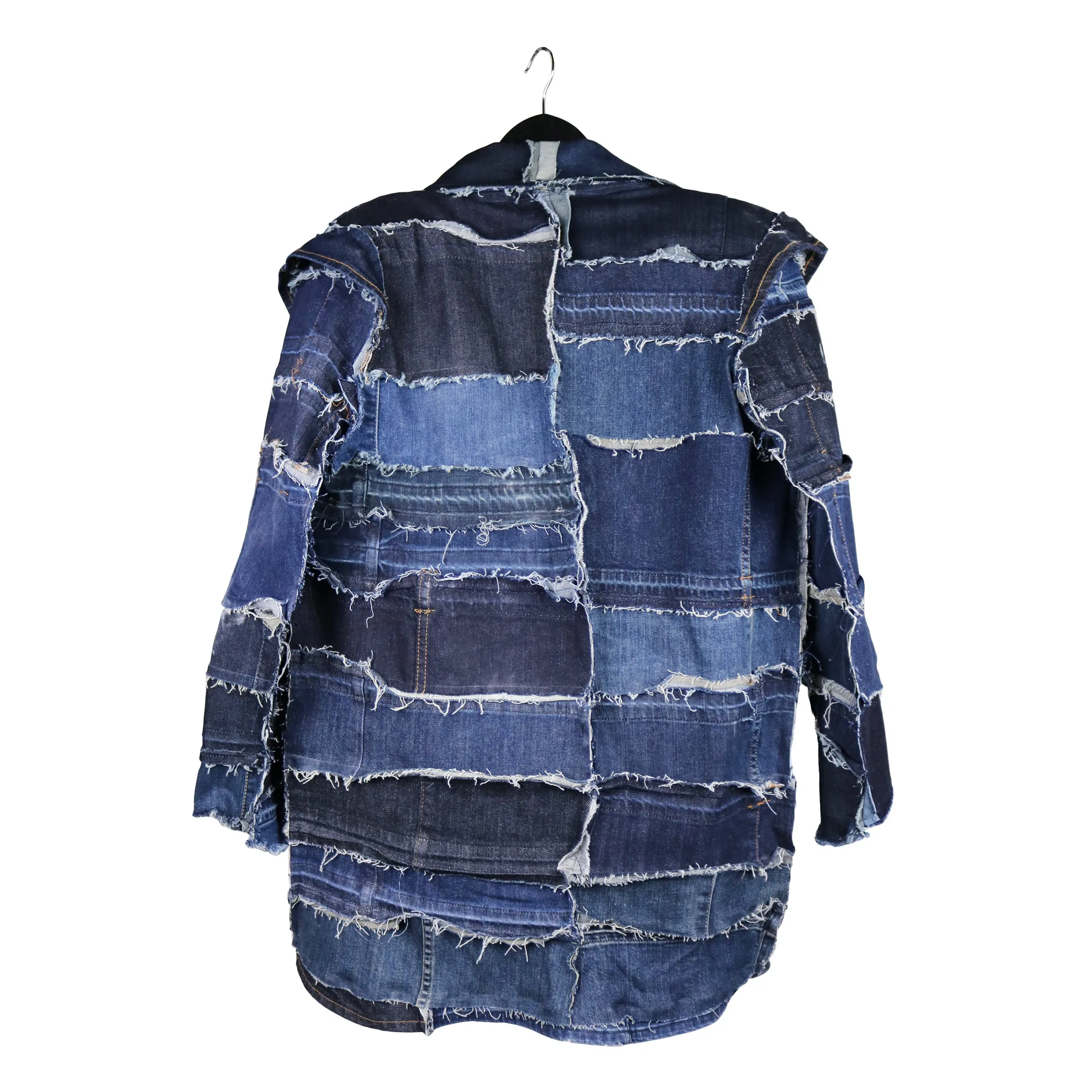 Shoulder To The Wheel - Genderless, upcycled denim jacket with shoulder pads