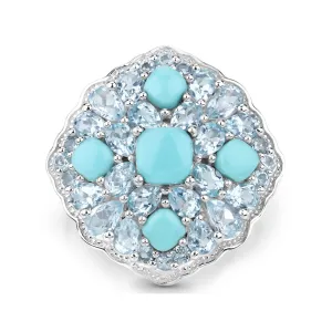 Silver Turquoise Cluster Ring