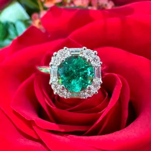 Simon G. Mosaic Emerald Diamond Ring 18K White Gold LR5003