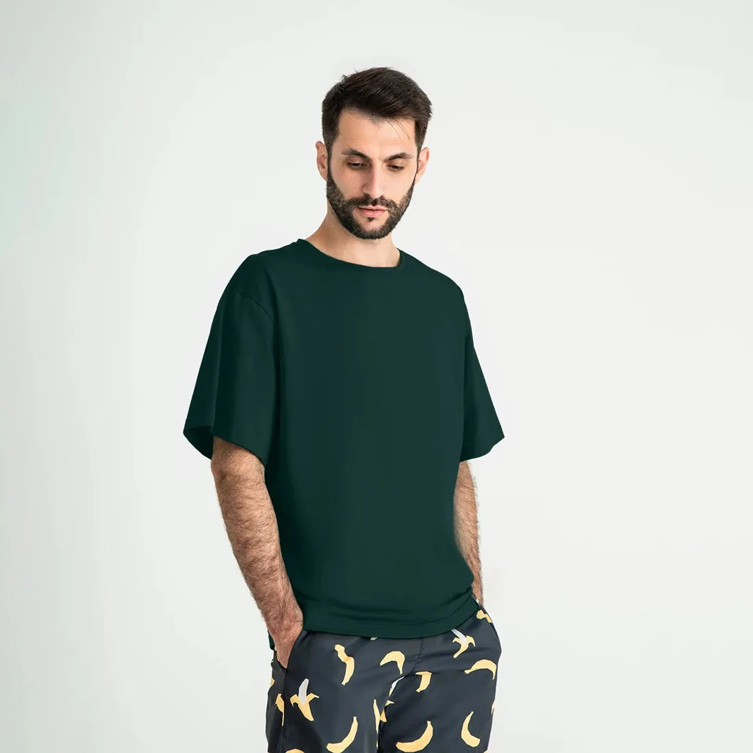 Soft Cotton Oversized T-Shirt, Forest Green
