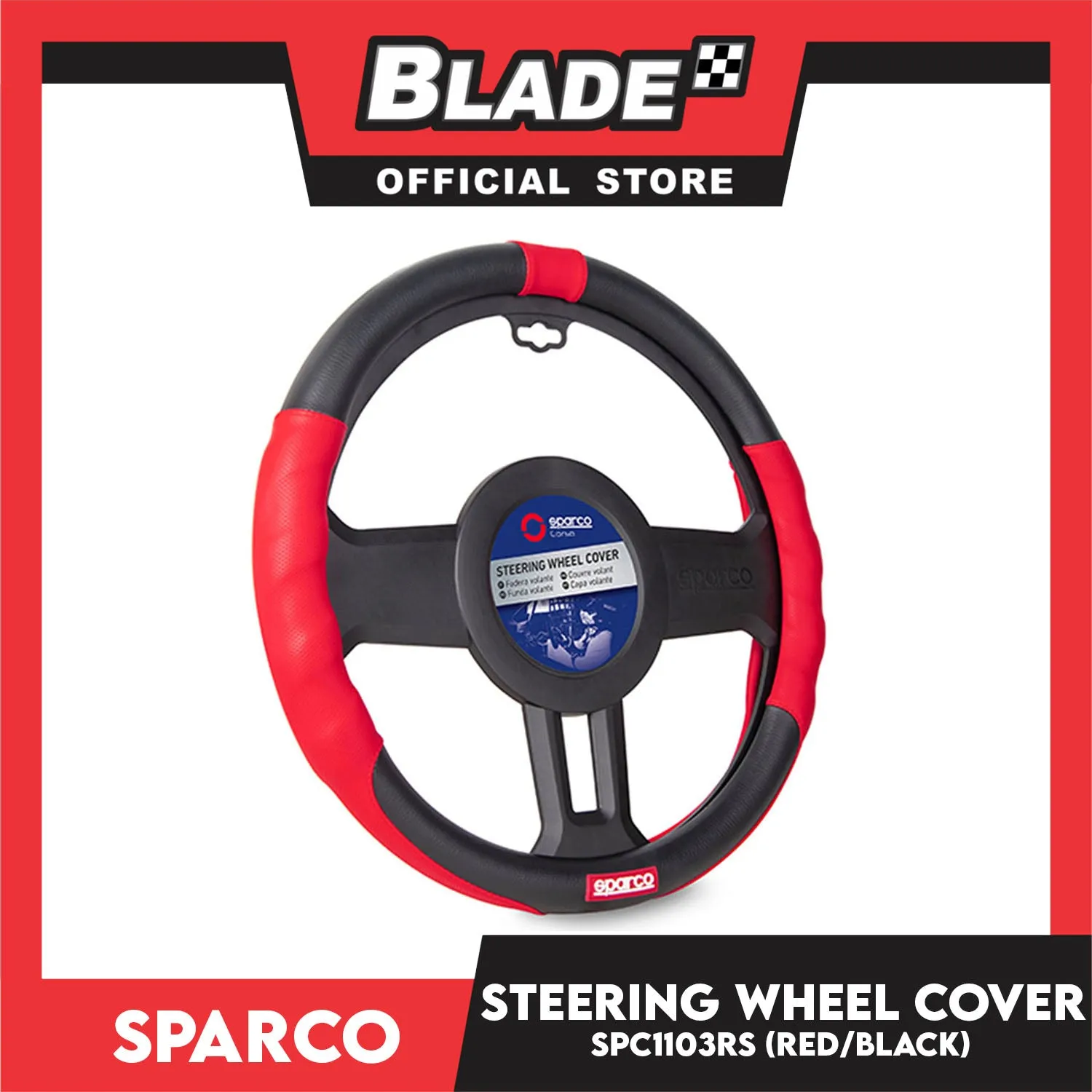 Sparco Steering Wheel Cover SPC1103RS(Black/Red) for Toyota, Mitsubishi, Honda, Hyundai, Ford, Nissan, Suzuki, Isuzu, Kia, MG and more