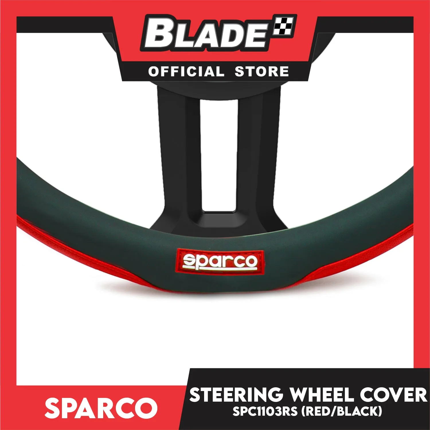 Sparco Steering Wheel Cover SPC1103RS(Black/Red) for Toyota, Mitsubishi, Honda, Hyundai, Ford, Nissan, Suzuki, Isuzu, Kia, MG and more