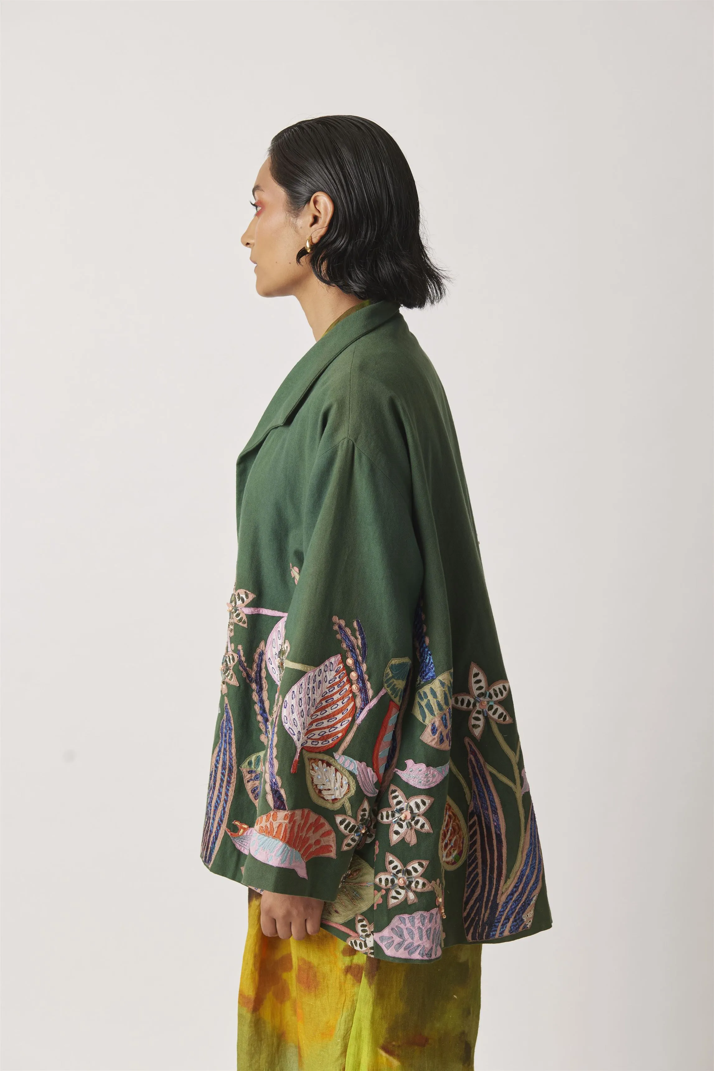Summer Jacket Upcycled Cyoti Botanical Sustainable Patchwork Embroidery-Upcycled-Fashion Edit-Yc14Jkt-160 Yc14Bt-01-Yavi