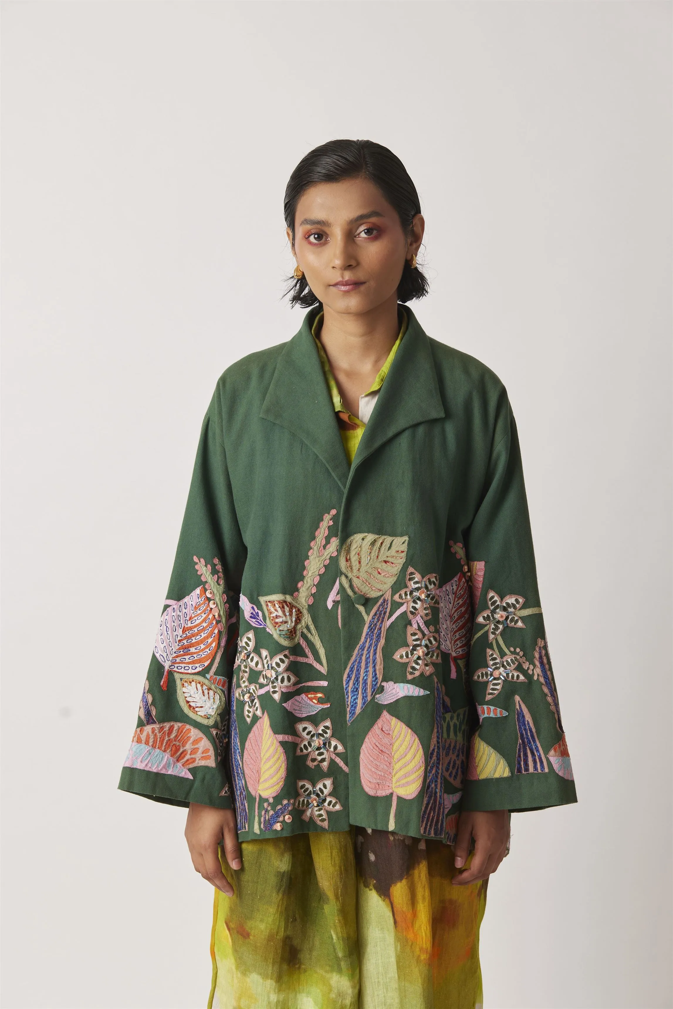 Summer Jacket Upcycled Cyoti Botanical Sustainable Patchwork Embroidery-Upcycled-Fashion Edit-Yc14Jkt-160 Yc14Bt-01-Yavi