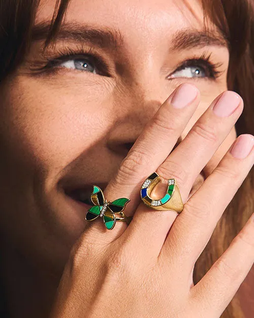 SYDNEY EVAN | Mosaic Horseshoe Signet Ring | Gold