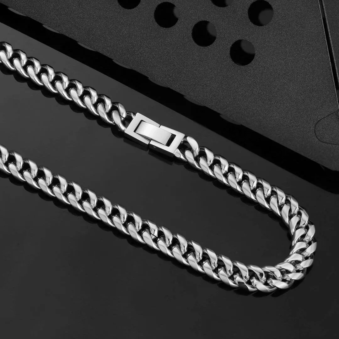 The Silver Lining® - 8mm Miami Cuban Link Chain White Gold Plated