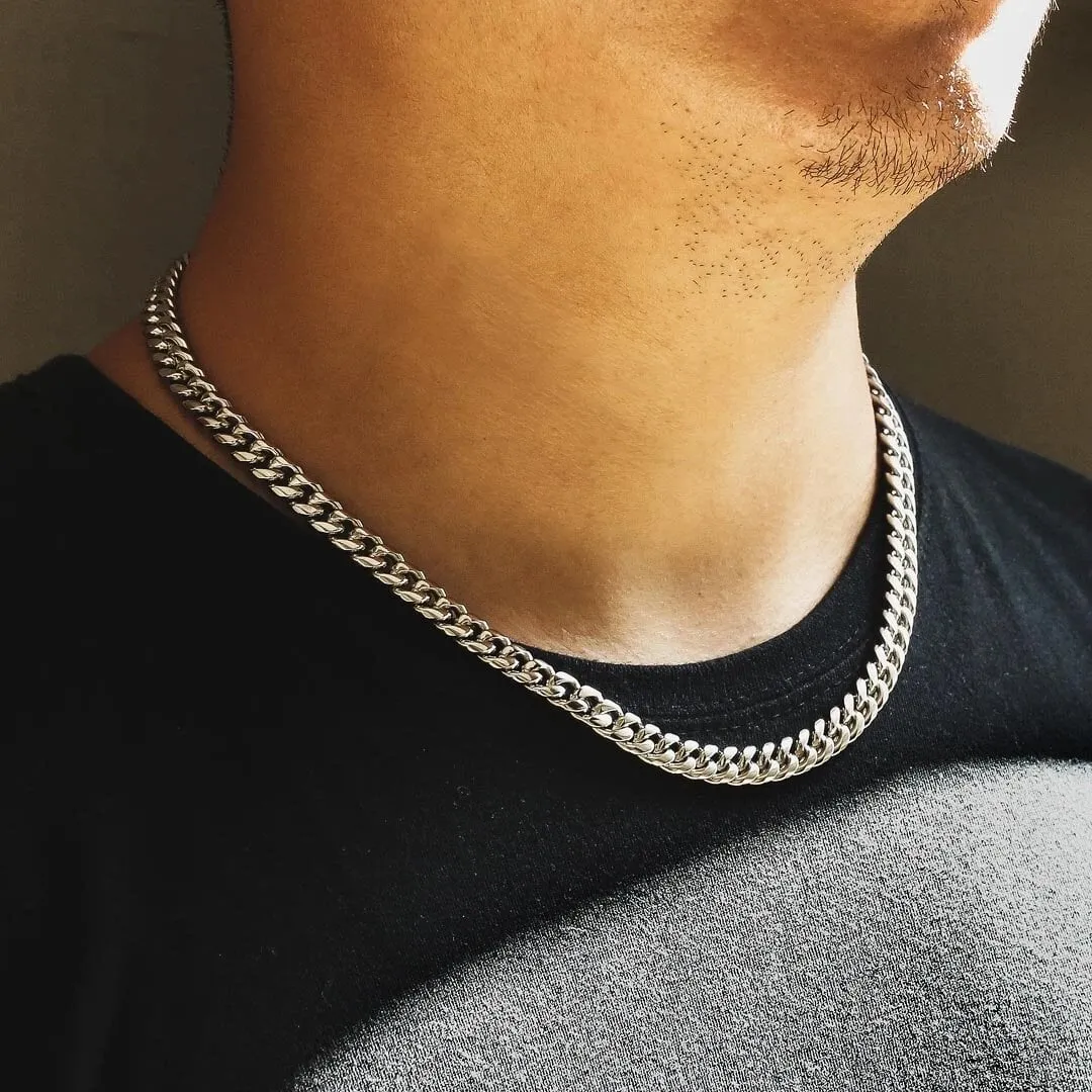 The Silver Lining® - 8mm Miami Cuban Link Chain White Gold Plated