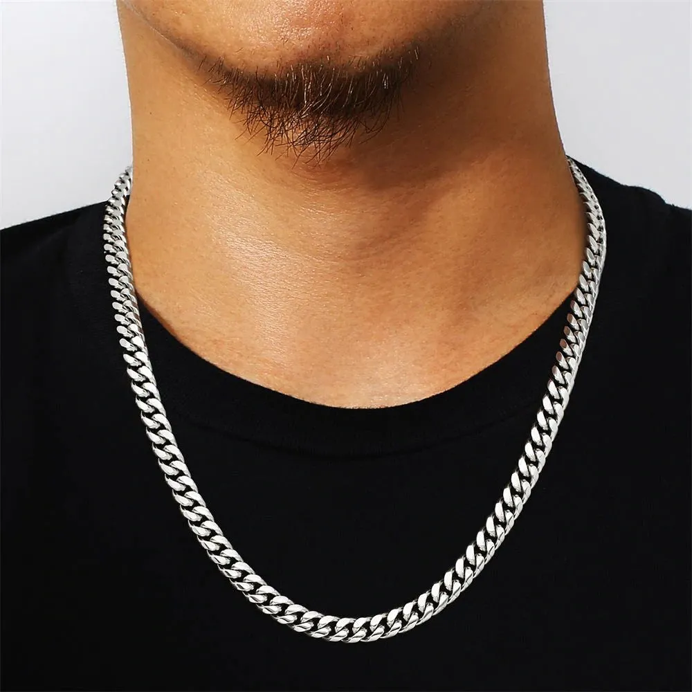 The Silver Lining® - 8mm Miami Cuban Link Chain White Gold Plated