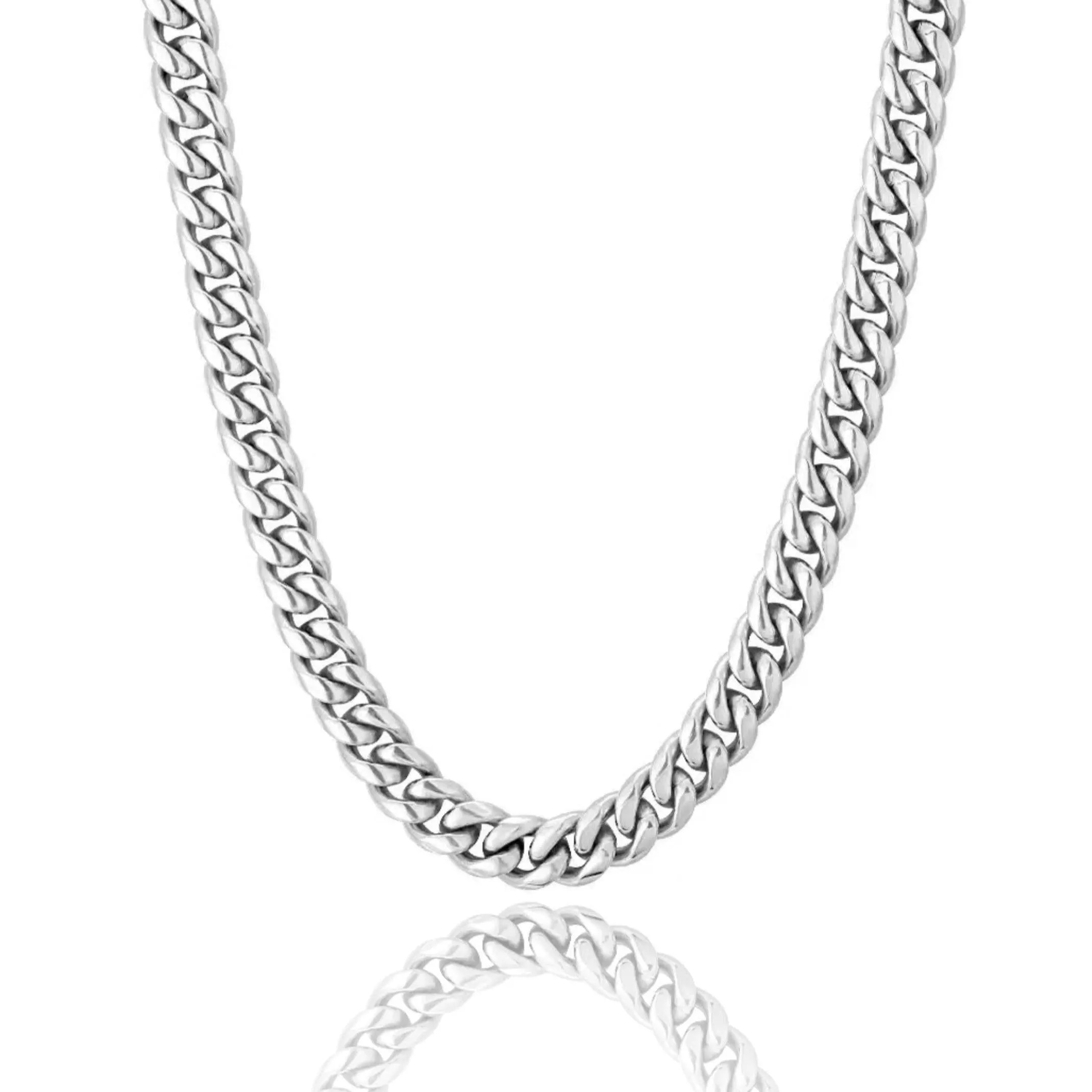 The Silver Lining® - 8mm Miami Cuban Link Chain White Gold Plated