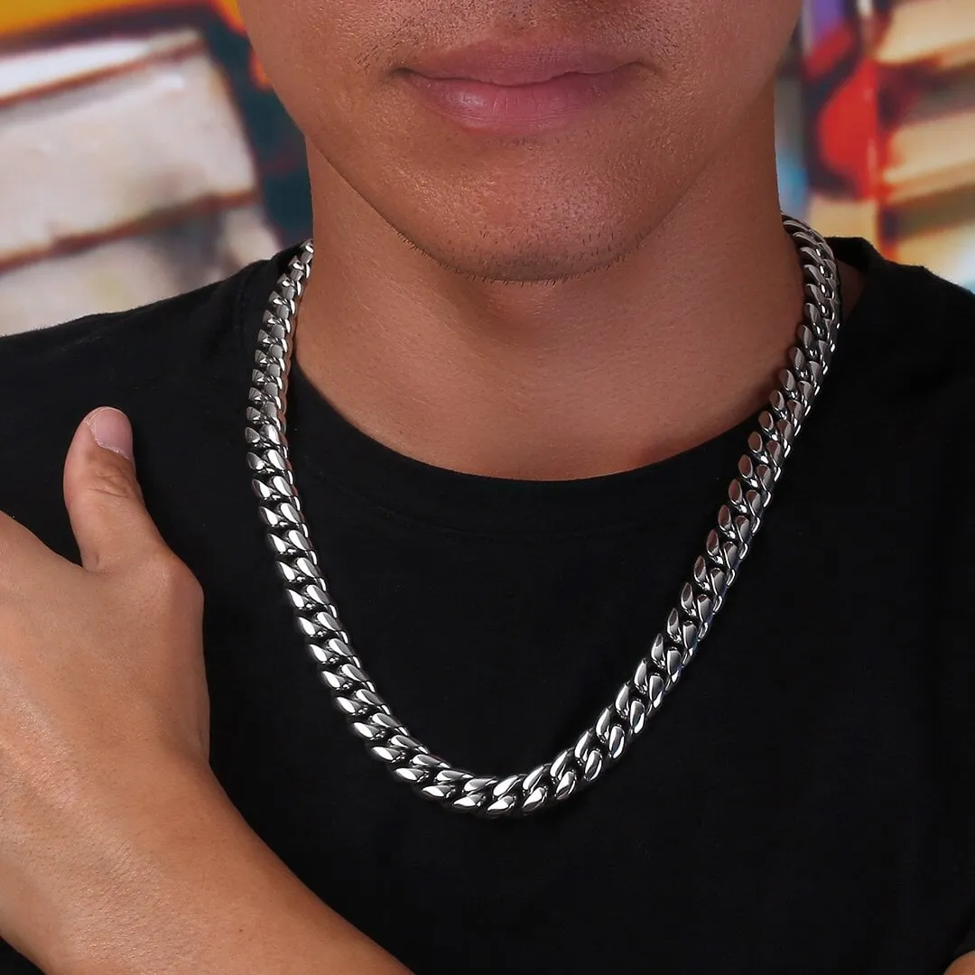 The Stormtrooper II® - 12mm Miami Cuban Link Chain White Gold Plated