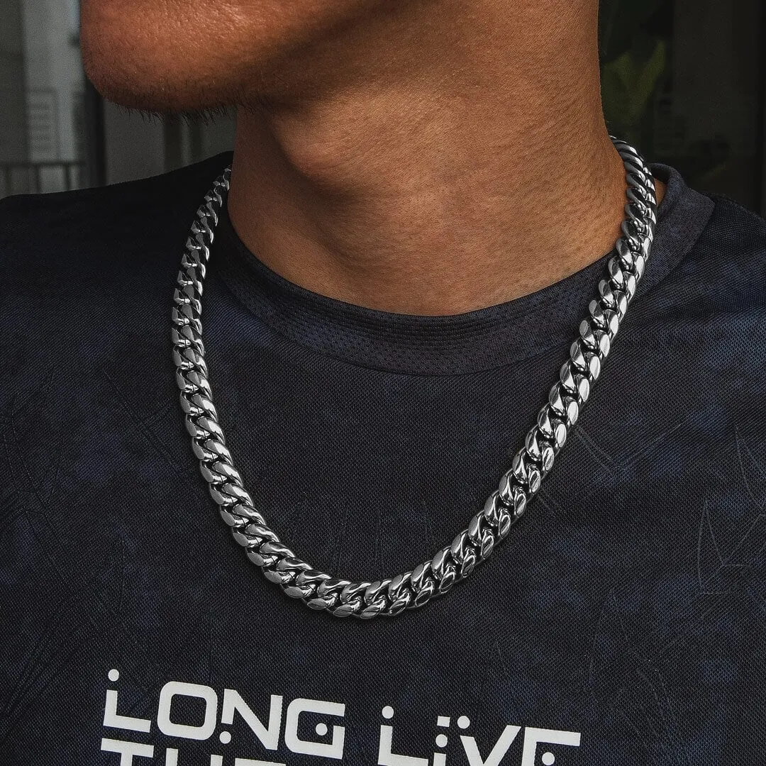 The Stormtrooper II® - 12mm Miami Cuban Link Chain White Gold Plated