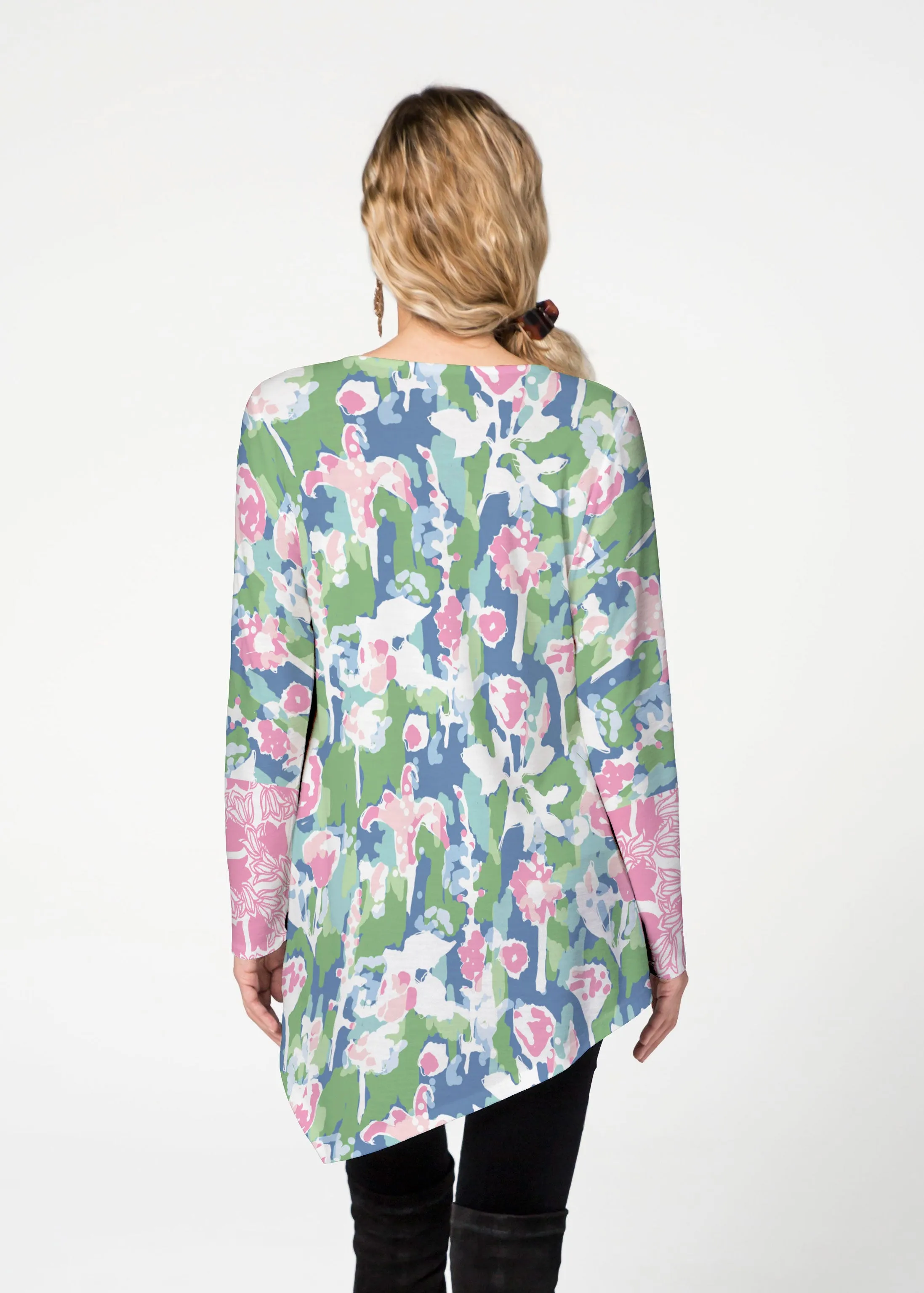 Tiptoe Tulips (20416) ~ Asymmetrical French Terry Tunic