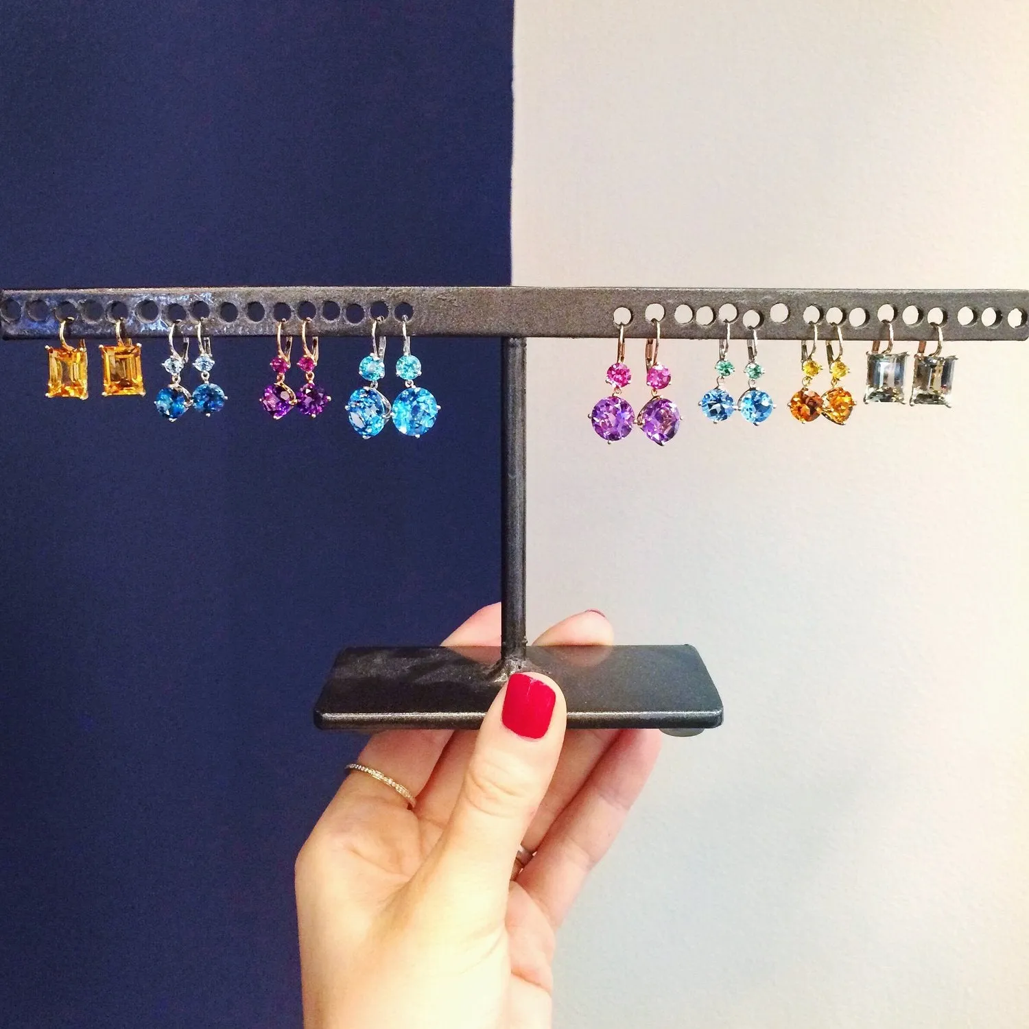 Twinkle Twinkle Petite Double Drop Earrings with Blue Topaz