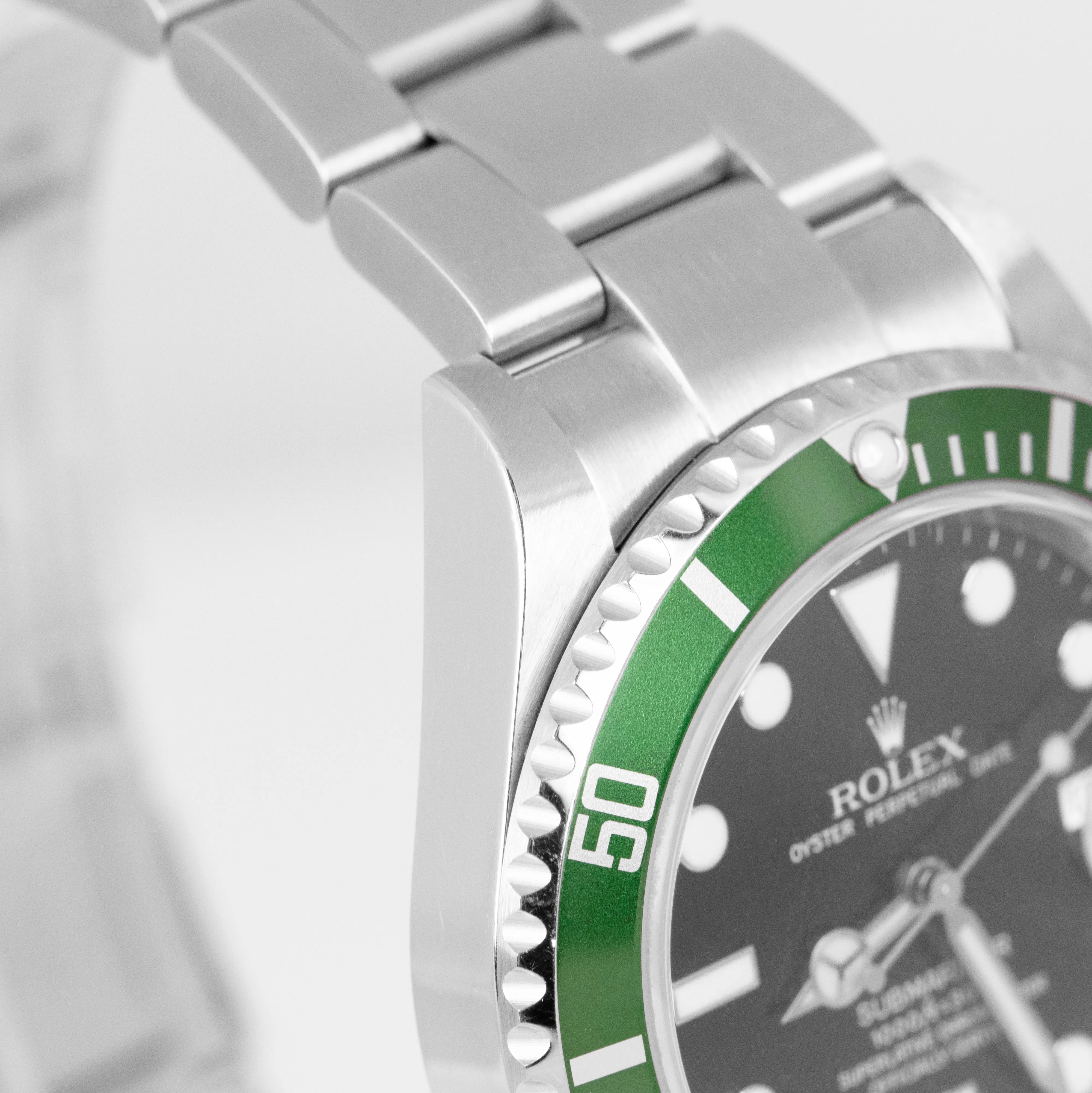 UNPOL. 2009 Rolex Submariner Date Green KERMIT Steel SEL REHAUT Watch 16610 BOX