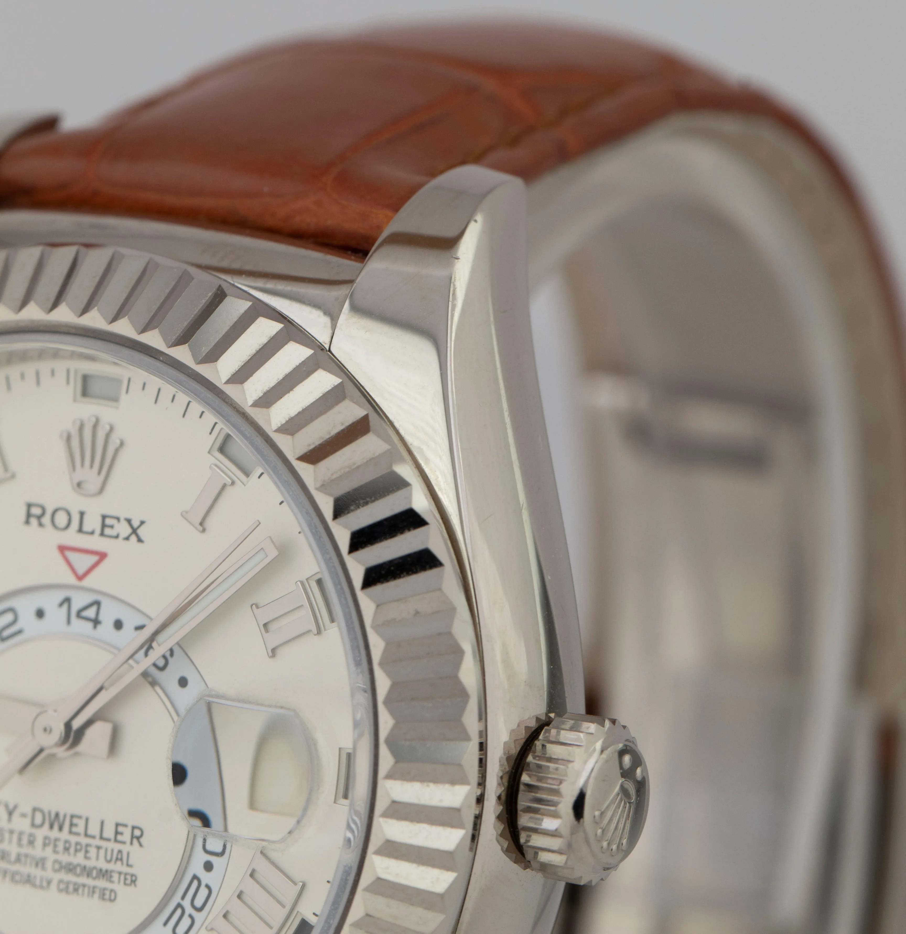 UNPOLISHED Rolex Sky-Dweller 18K White Gold 42mm White Roman Watch 326139 B P