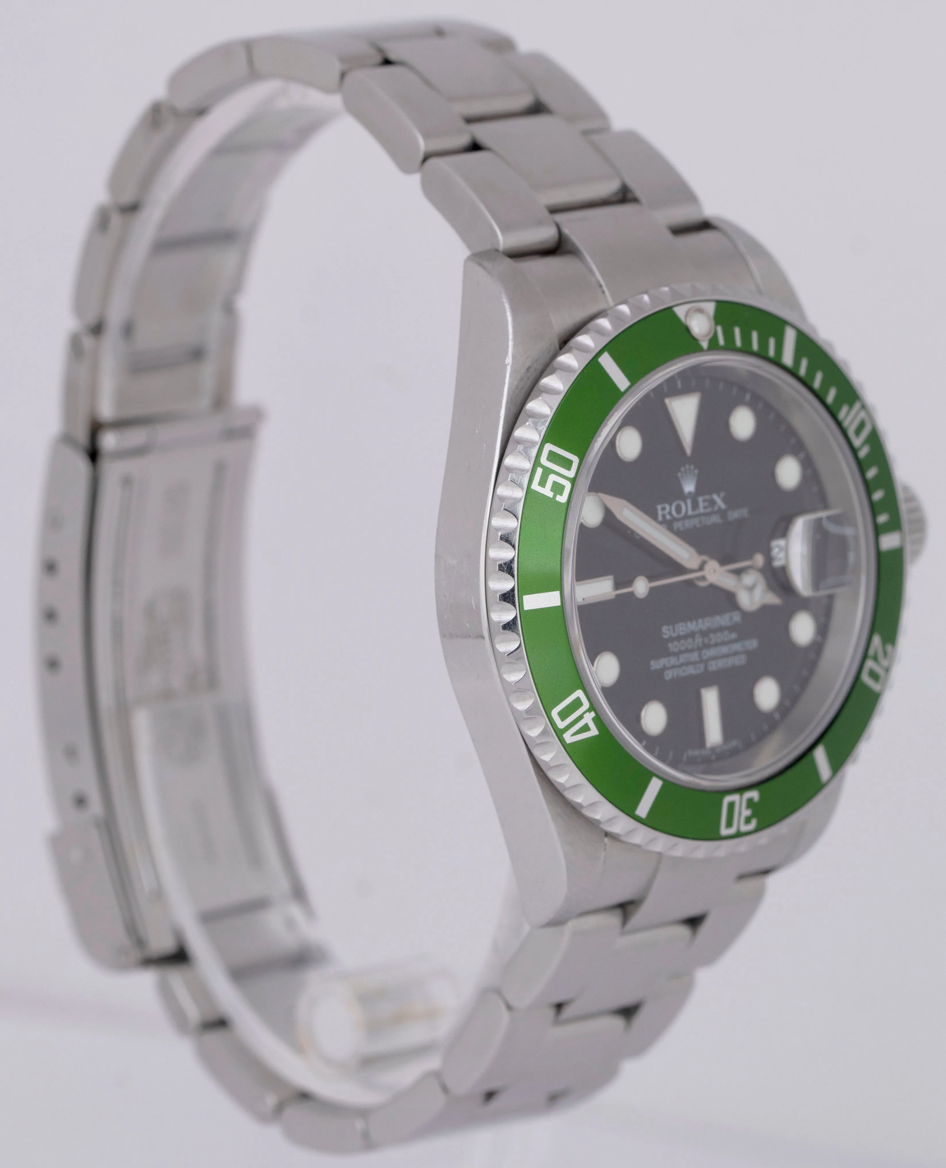 UNPOLISHED Rolex Submariner Date KERMIT Green 16610 LV Stainless Steel Watch