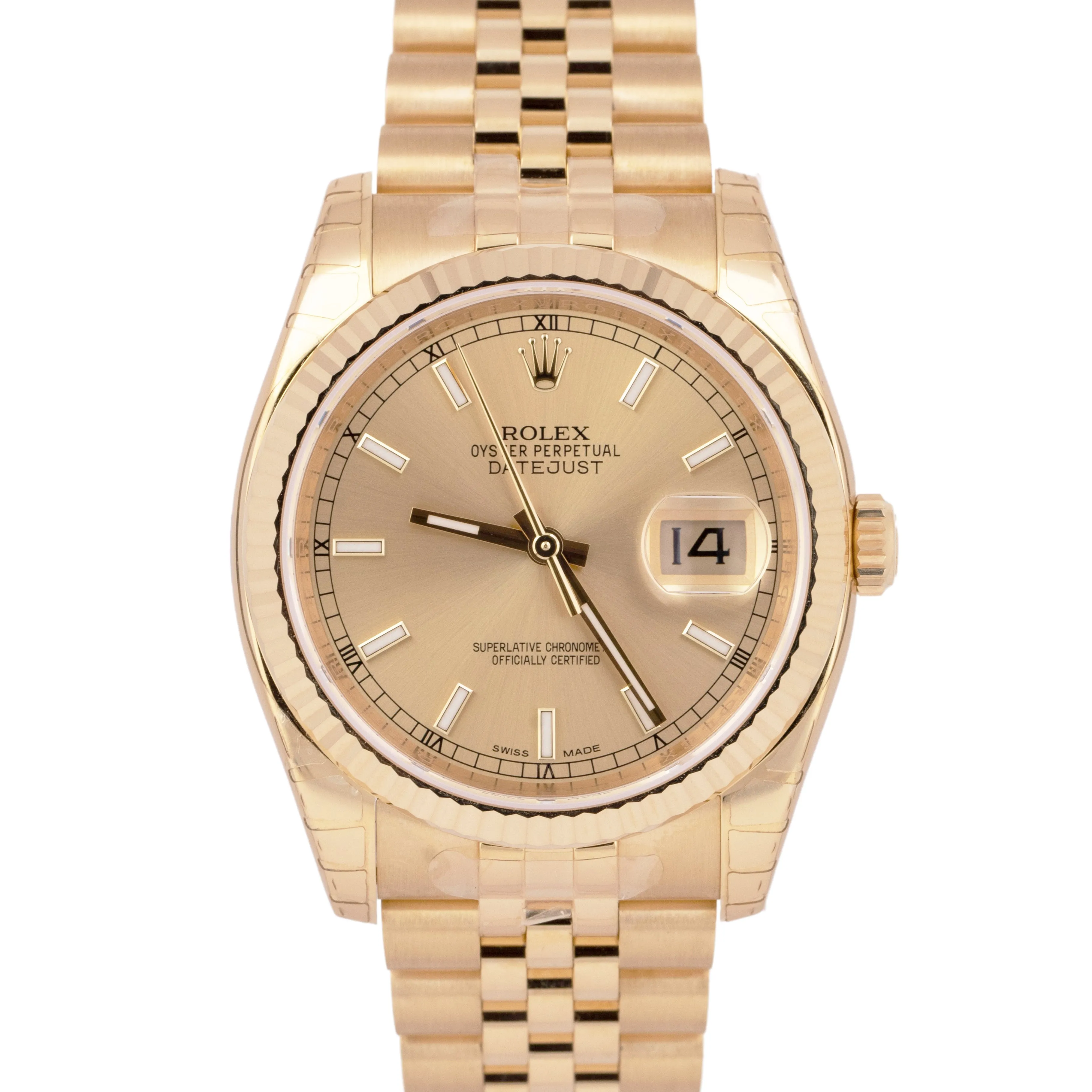 UNWORN STICKERED Rolex DateJust 36mm PAPERS 18K Gold Jubilee Watch 116238 B P