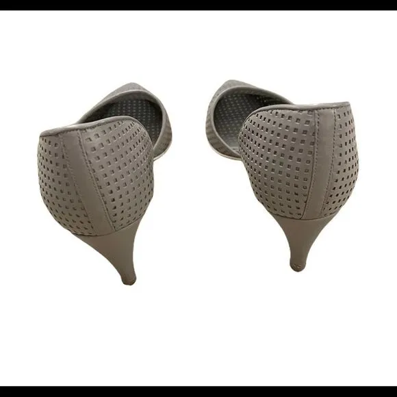 Vince Aurelian Perforated Leather D'orsay Heel Gray 10