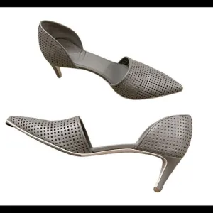 Vince Aurelian Perforated Leather D'orsay Heel Gray 10