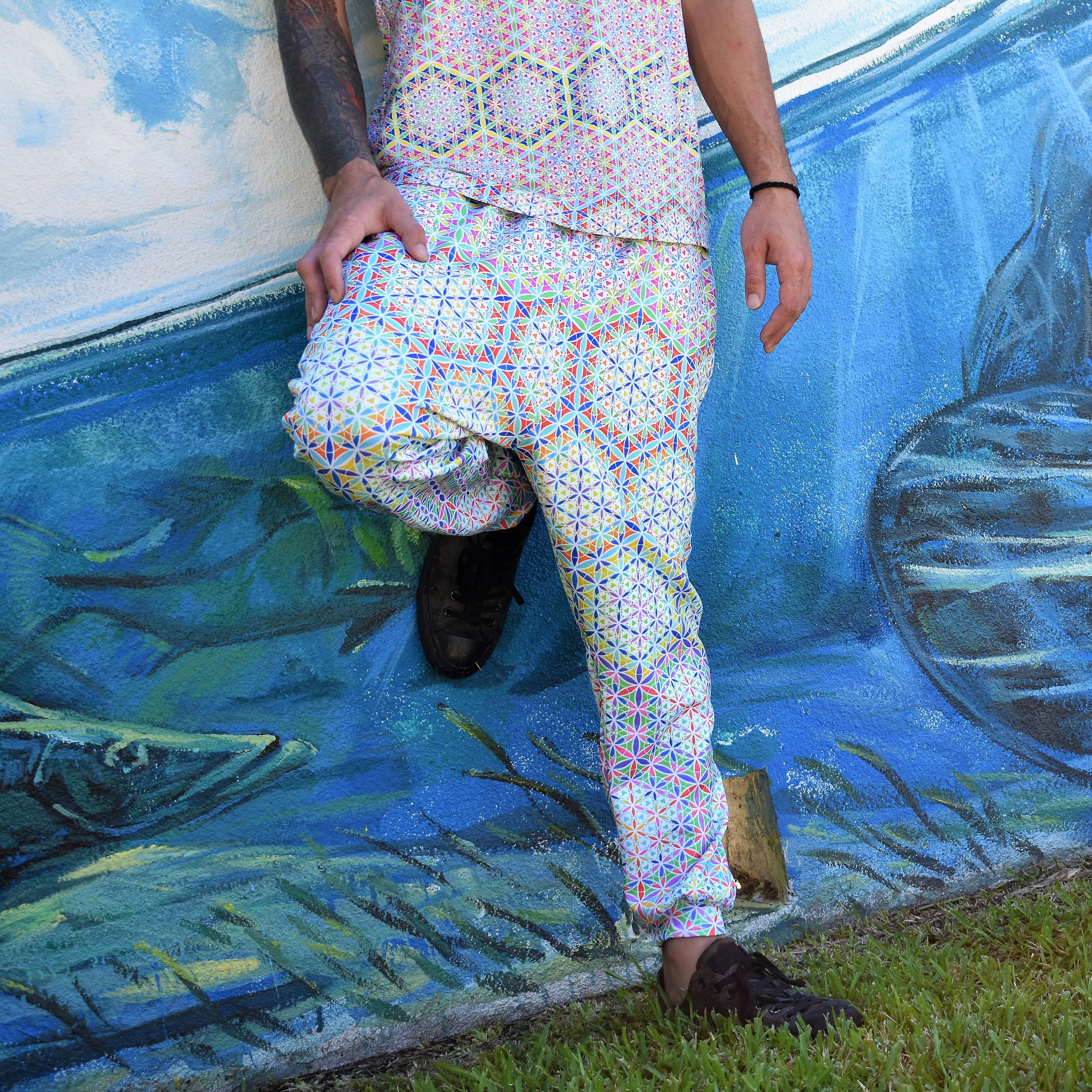 White Double Vision Joggers