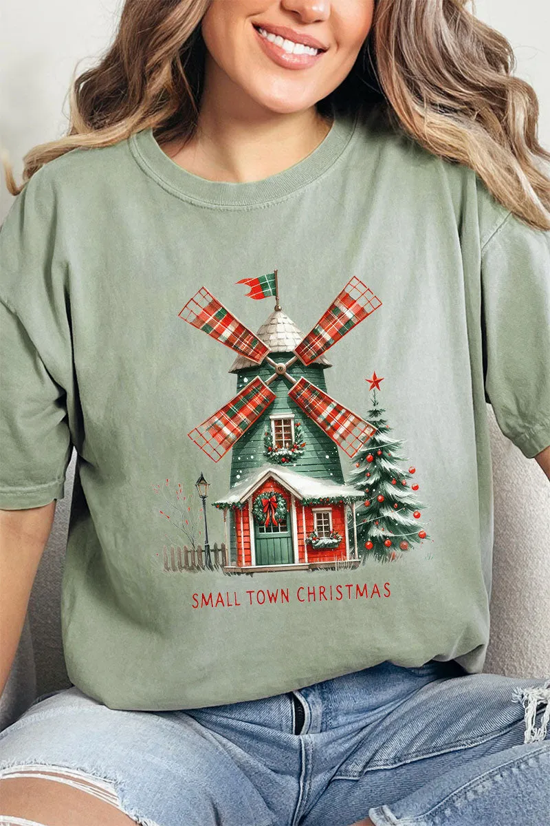 Windmill Small Town Christmas Comfort Colors Adult Ring-Spun Cotton Tee
